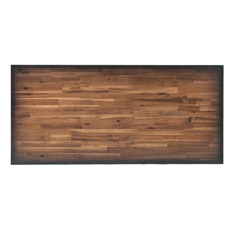 Dark Brown Wood and Metal Industrial Desk with Casters