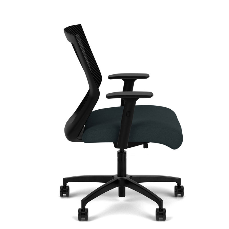 Run II Ergonomic Mid-Back Task Chair with Adjustable Arms in Black