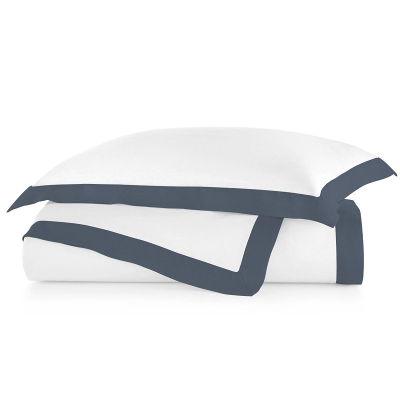 Twin White and Linen Cotton Percale Duvet Cover