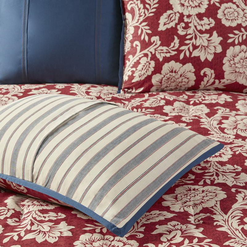 Lucy Queen Red Cotton Twill Reversible Comforter Set