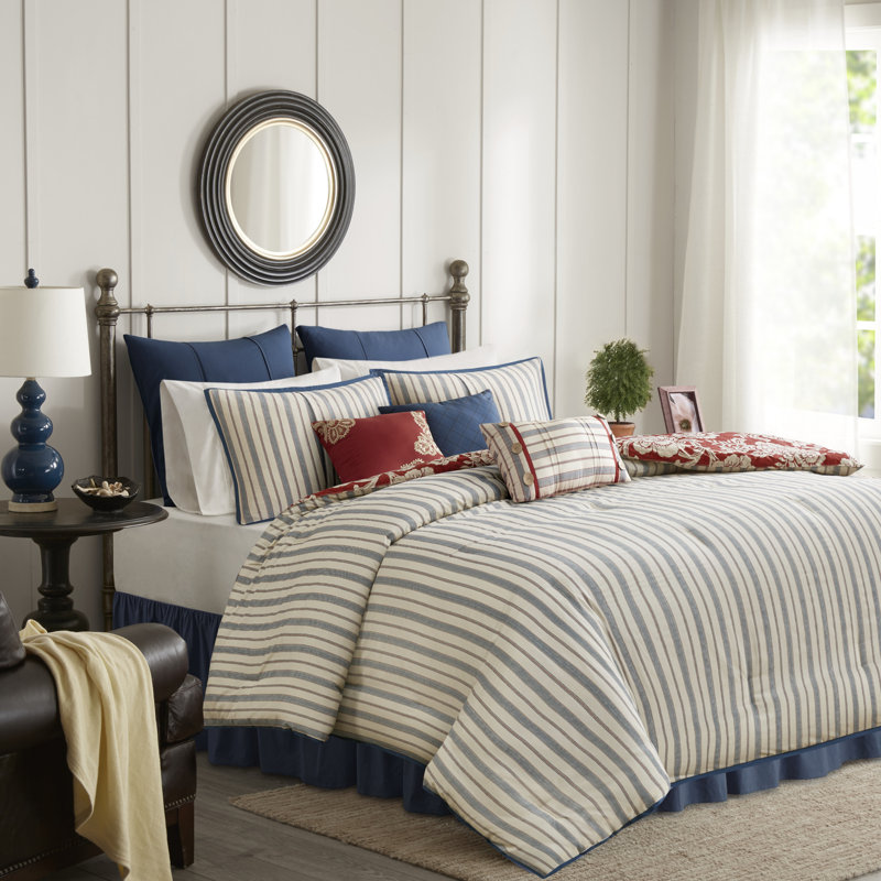 Lucy Queen Red Cotton Twill Reversible Comforter Set