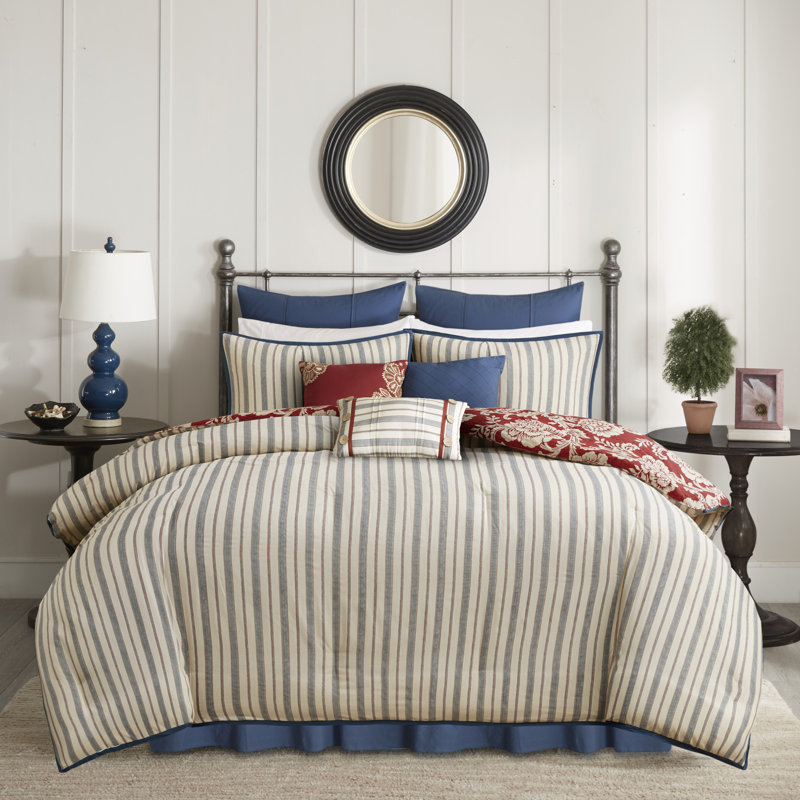 Lucy Queen Red Cotton Twill Reversible Comforter Set