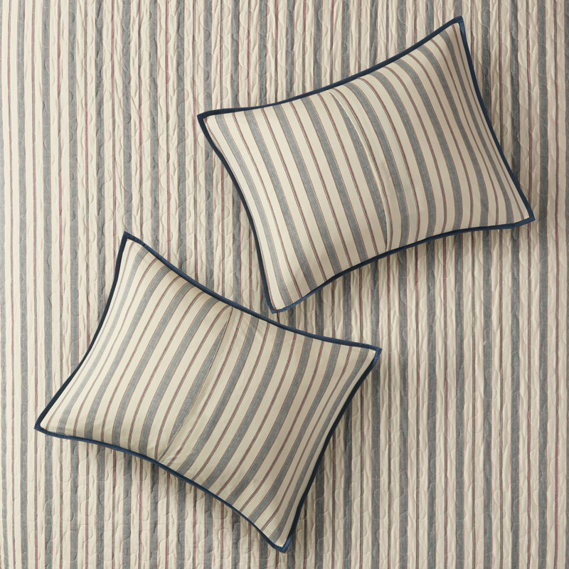 Red and Blue Reversible Cotton King Quilt Set