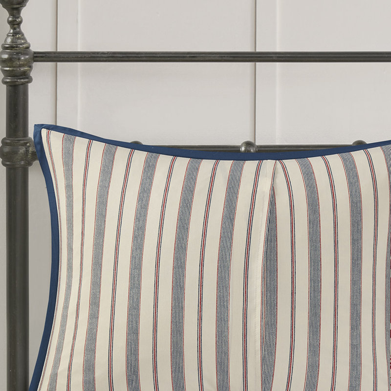 Red and Blue Reversible Cotton King Quilt Set