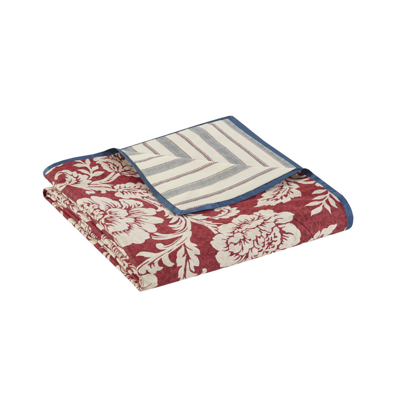 King Red Cotton Twill Floral Duvet Cover Set