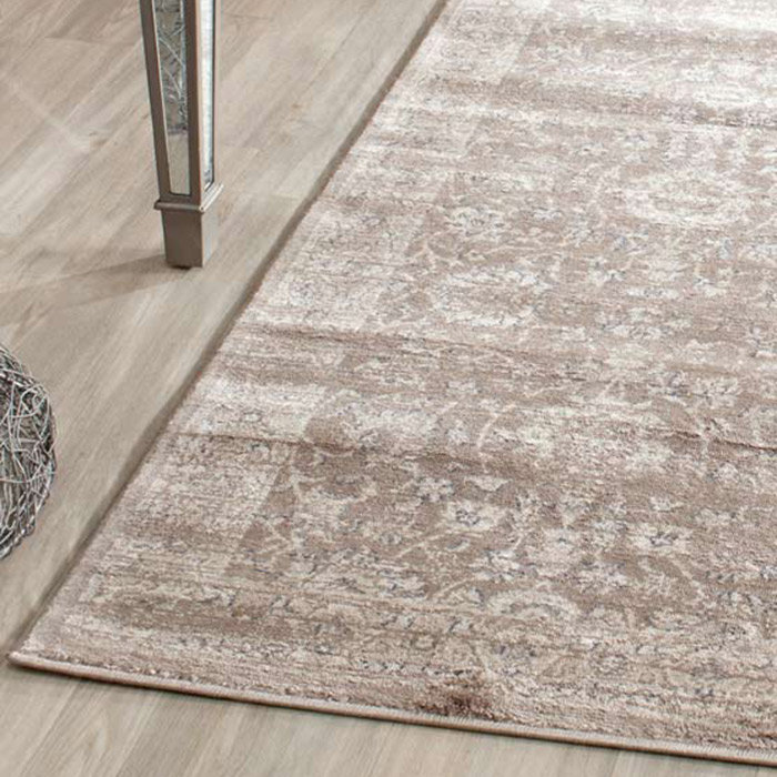 Vintage Brown and Ivory Rectangular 9' x 12' Viscose Rug
