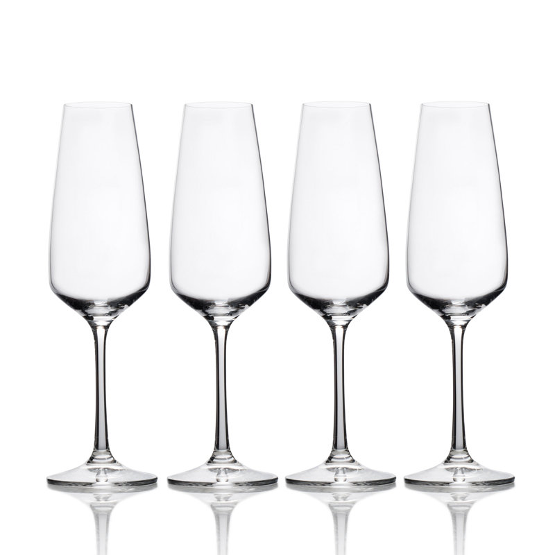 Melody Clear European Crystal Champagne Flutes, Set of 4