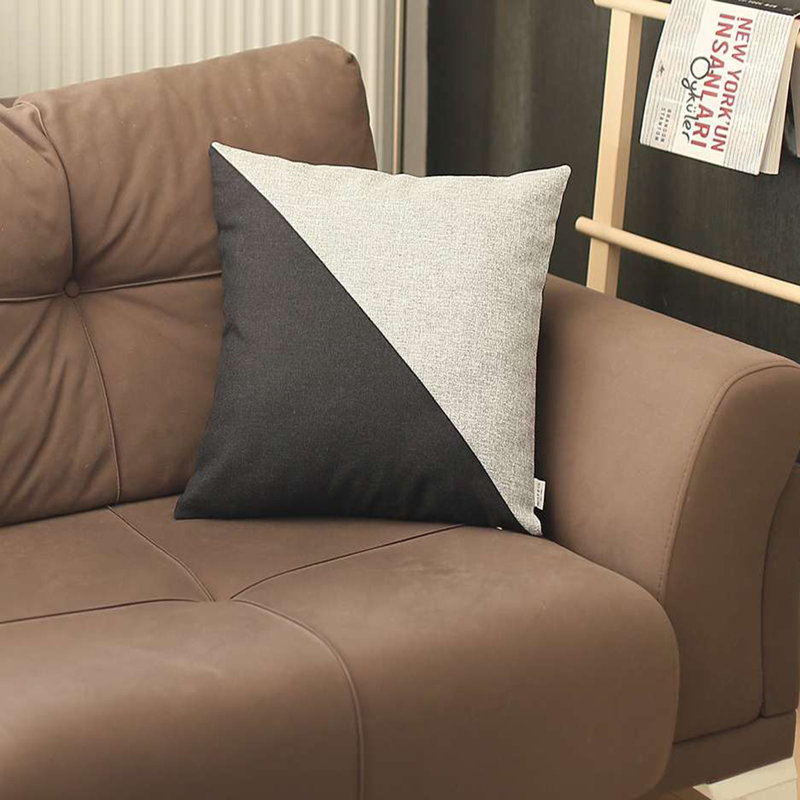 Boho-Chic Geometric Square Throw Pillow in Black/Gray