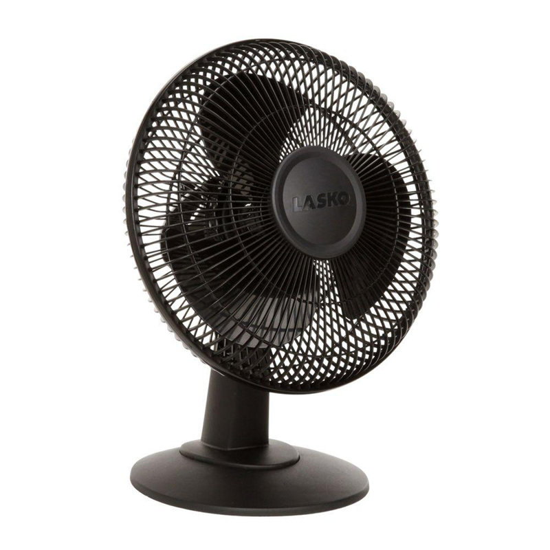 Lasko 12" Black Oscillating Desk Fan with 3 Speeds and Tilt Head