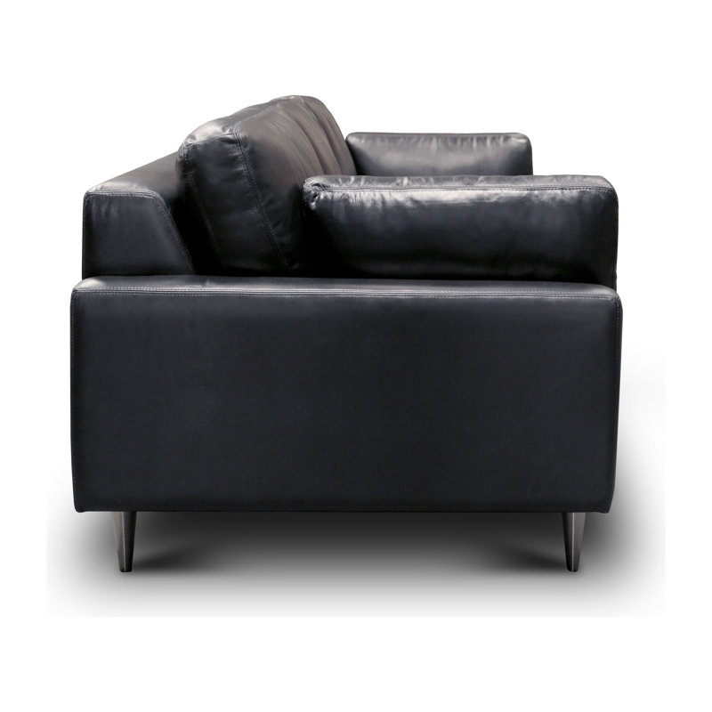 Skyline 89'' Blue Leather Sofa with Pillow-top Arm
