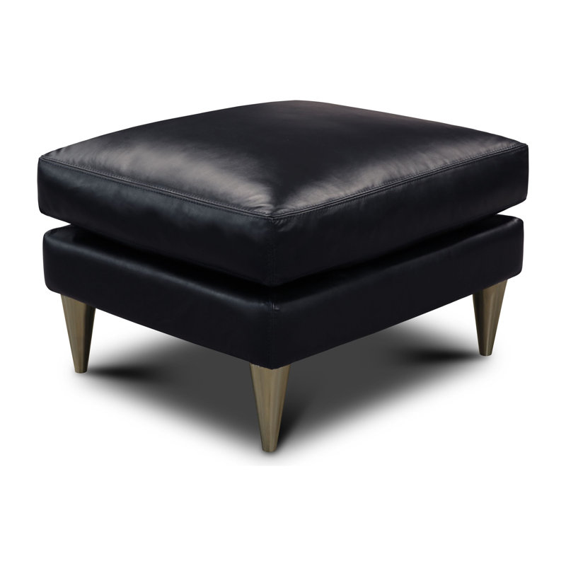 Skyline 26" Modern Americana Top Grain Leather Ottoman