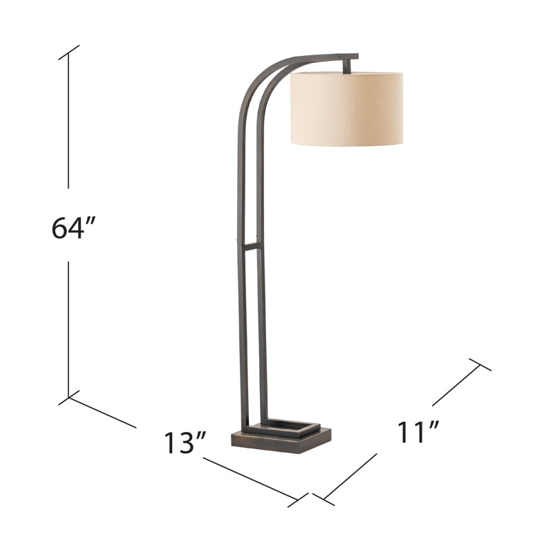 Circa Arc Floor Lamp 64'' in Oil Rubbed Bronze with Natural Linen Shade