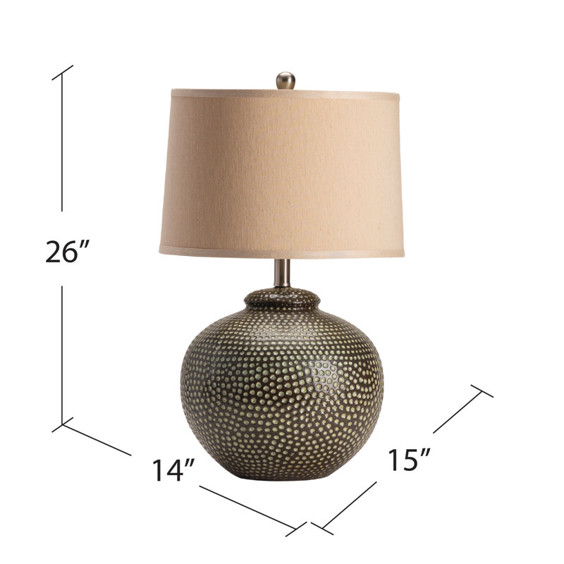 Bronze Textured Ceramic Table Lamp with Beige Shade