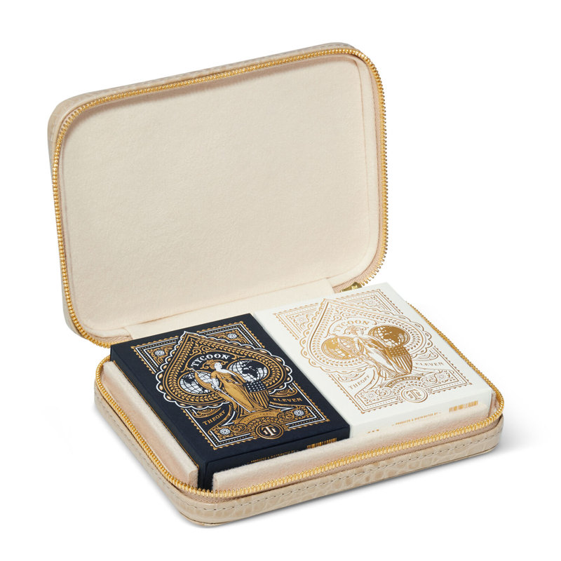 Enzo Fawn Crocodile-Embossed Leather Travel Card Set