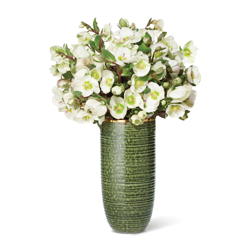 Forest Green Hand-Painted Ceramic Cylinder Vase