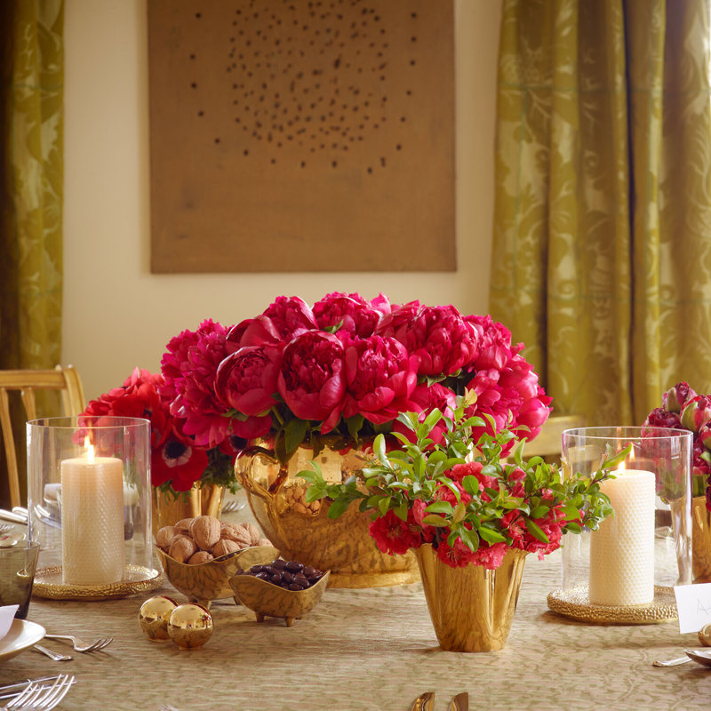 Brass and Glass Tabletop Hurricane Candle Holder