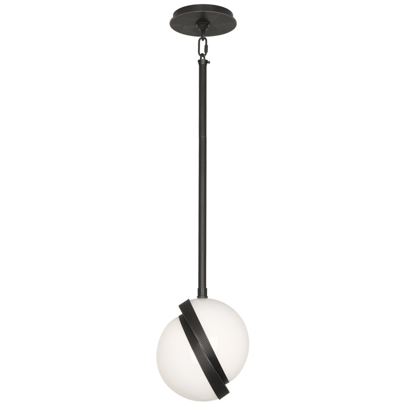 Contemporary Mini Globe Pendant in Polished Nickel and Bronze