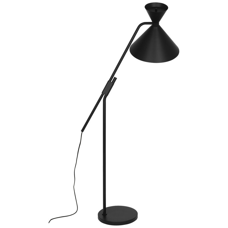 Adjustable 63" Black Metal Floor Lamp with Hourglass Shade