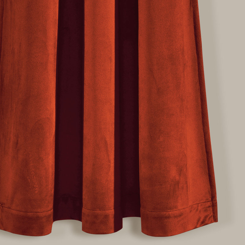 Rust Velvet Blackout Pleated Window Curtain Panels