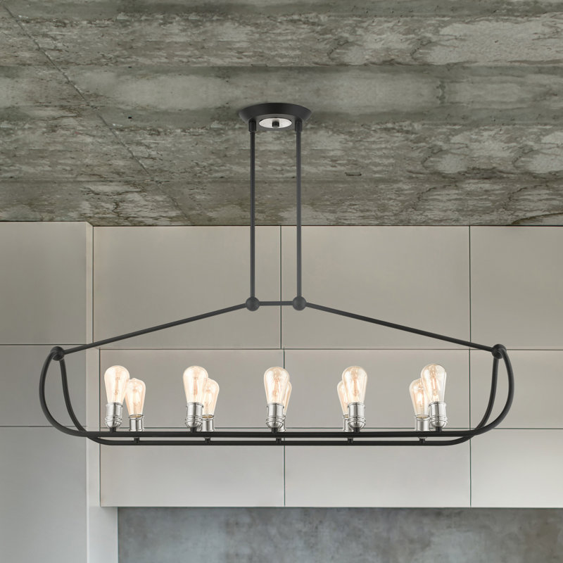 Archer 10-Light Black and Nickel Linear Chandelier