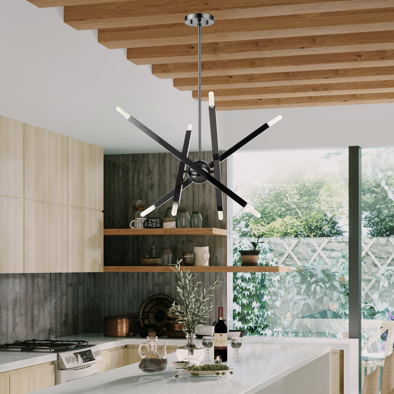 Monaco 8-Light Black Chrome Sputnik Chandelier