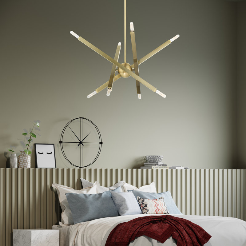 Antique Brass 8-Light Sputnik-Inspired Chandelier