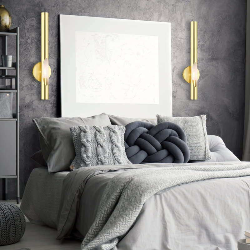 Acra Contemporary Satin Brass 1-Light Dimmable Sconce