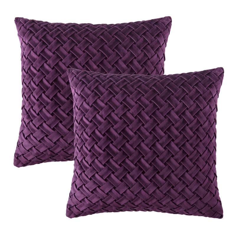 Plum Velvet Lattice 18" x 18" Euro Pillow Covers - Set of 2