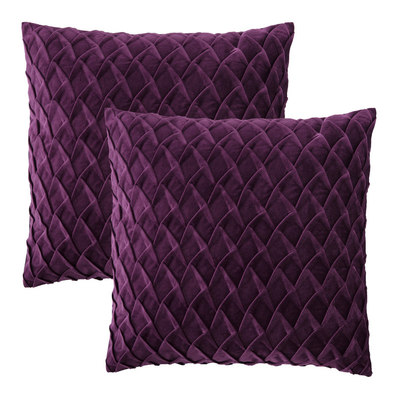 Plum Velvet Textured Euro Throw Pillow Set