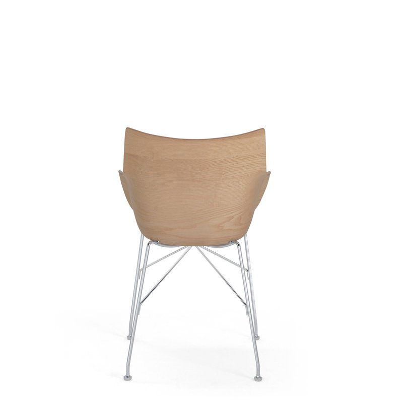 Philippe Starck Q-Wood Slatted Dark Ash and Black Metal Armchair