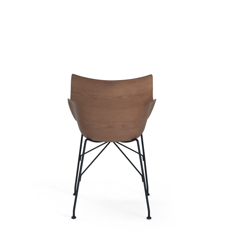 Philippe Starck Q-Wood Slatted Dark Ash and Black Metal Armchair
