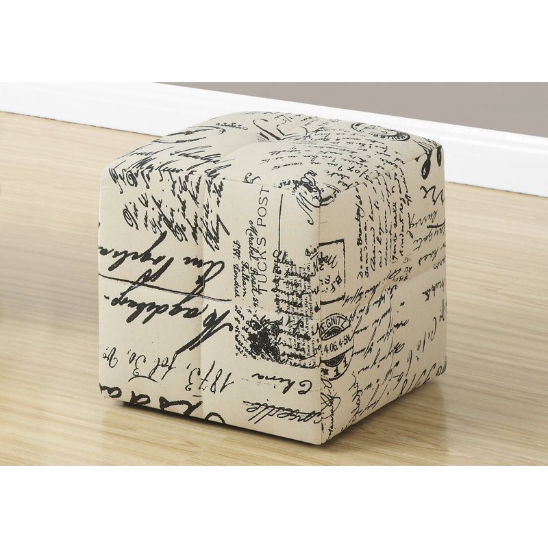 Beige & Black Vintage French Script Tufted Ottoman Set