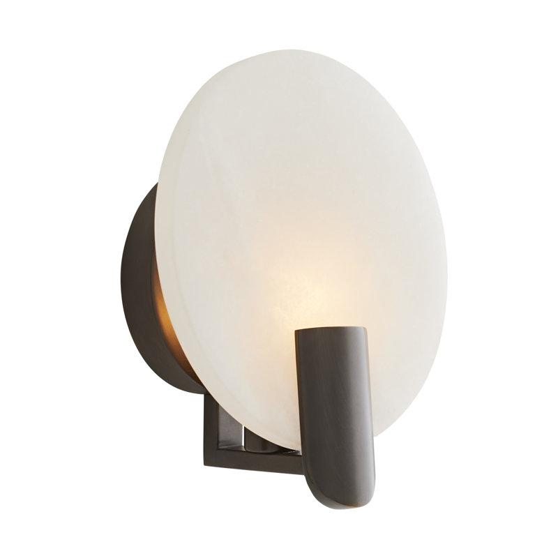 Bronze and Alabaster Circular LED Wall Sconce