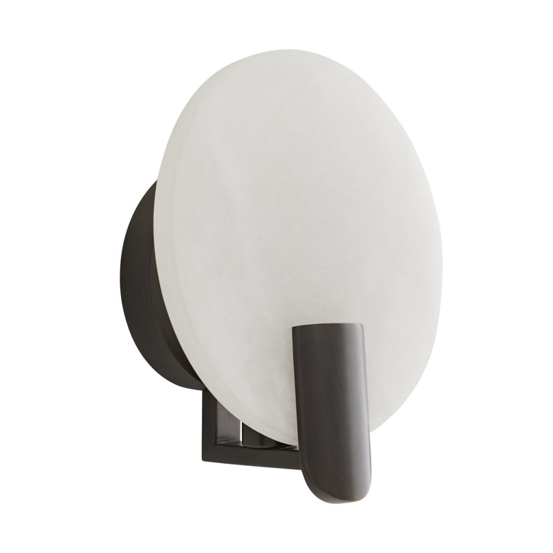 Bronze and Alabaster Circular LED Wall Sconce