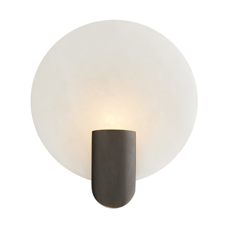 Bronze and Alabaster Circular LED Wall Sconce