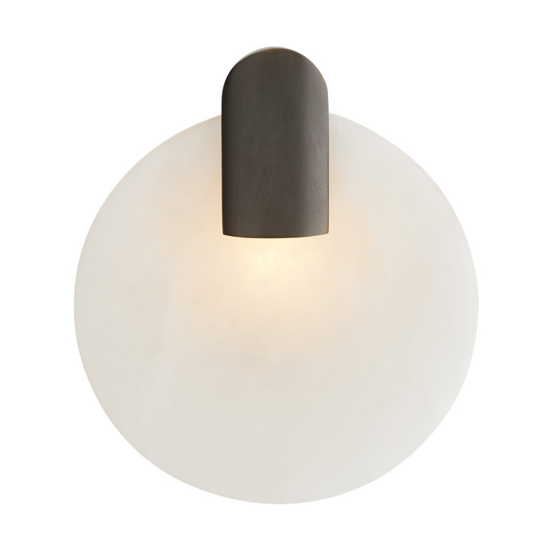 Bronze and Alabaster Circular LED Wall Sconce