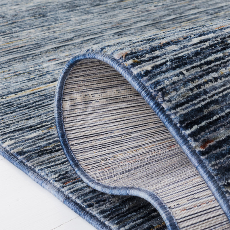 Mars Hand-Knotted Navy/Beige Synthetic 3' x 5' Area Rug