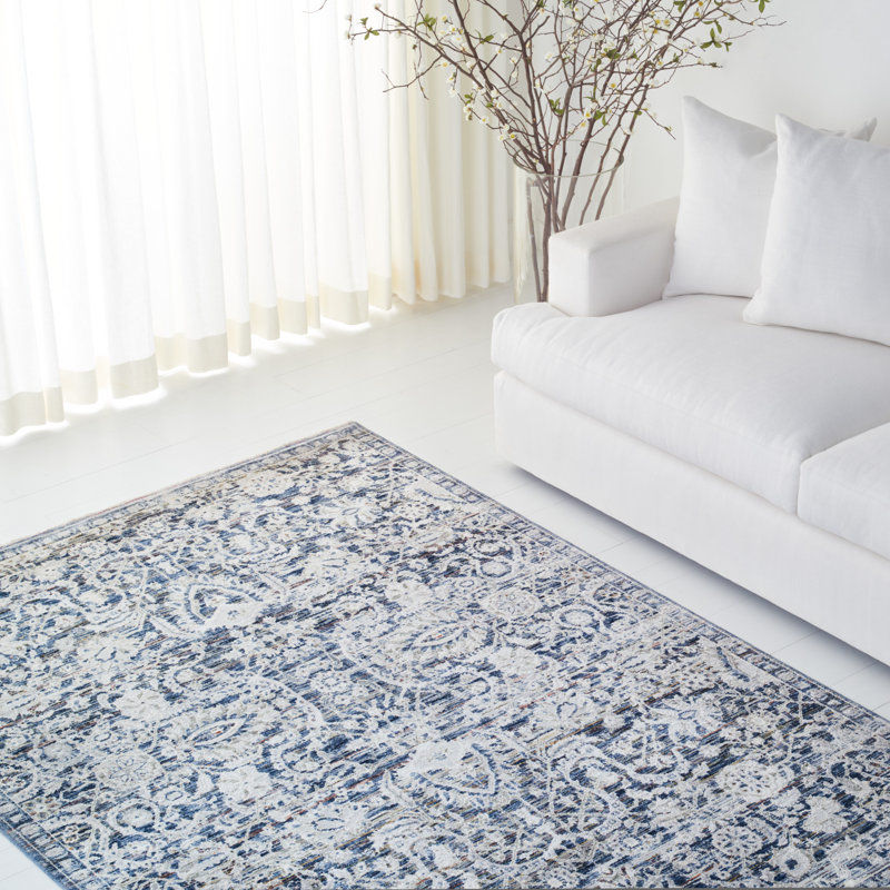 Elegant Light Blue 8' x 10' Hand-Knotted Synthetic Area Rug
