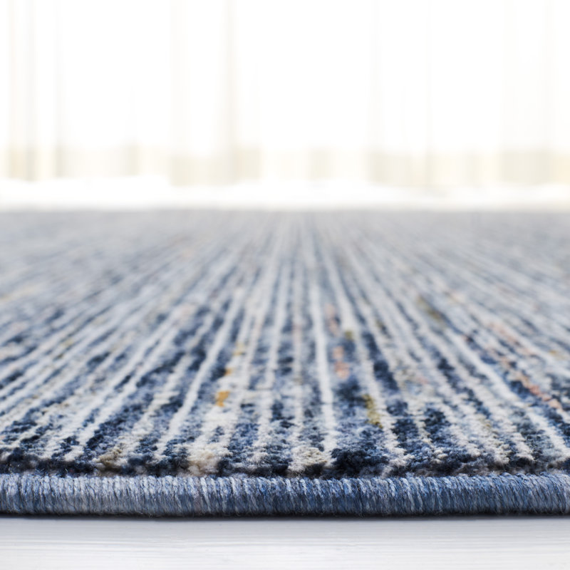 Mars Hand-Knotted Navy/Beige Synthetic 3' x 5' Area Rug