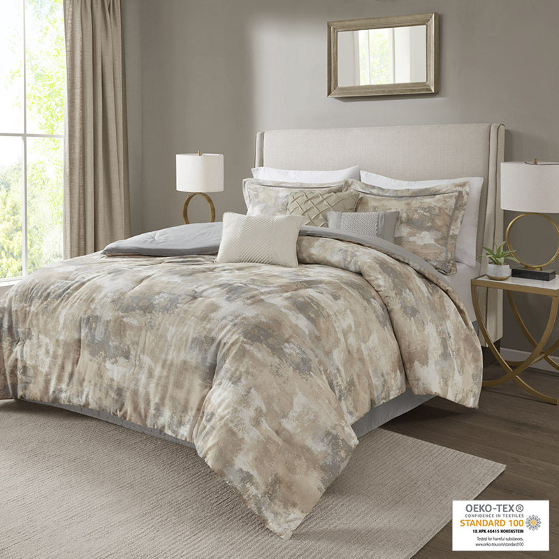 Beacon King Gray Microfiber 7-Piece Comforter Set