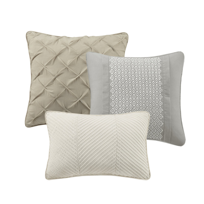 California King Gray Microfiber 7-Piece Comforter Set