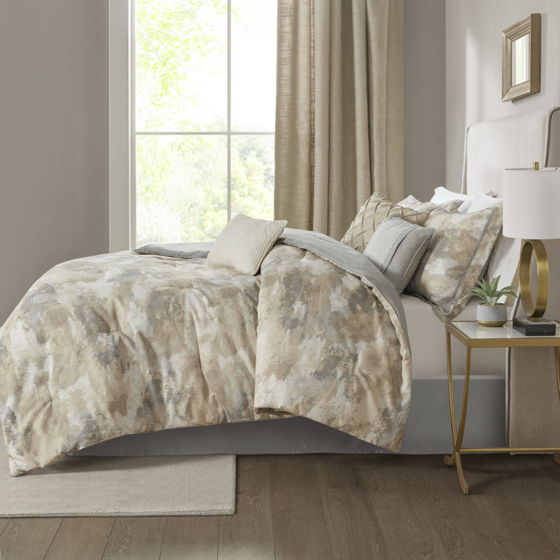 California King Gray Microfiber 7-Piece Comforter Set