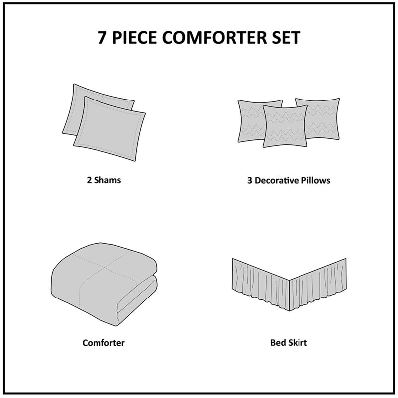 California King Gray Microfiber 7-Piece Comforter Set
