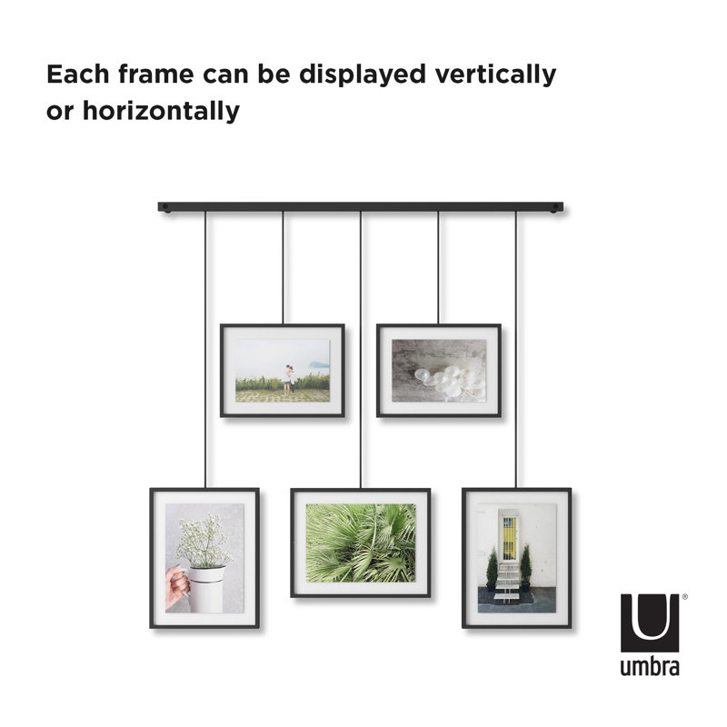 Exhibit Ledge Black Metal 5-Picture Frame Set for Modern Wall Display