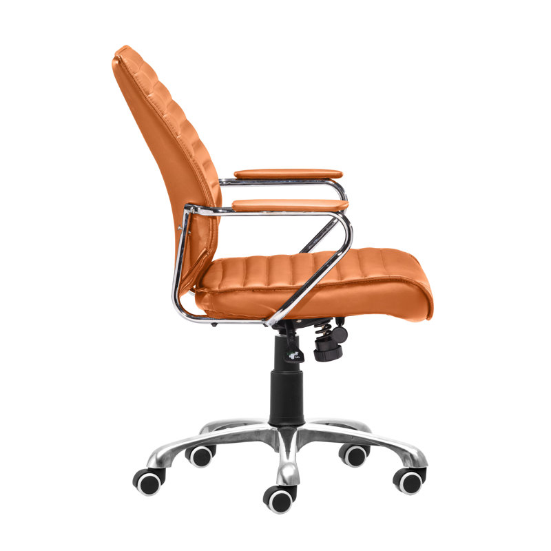 Terracotta Swivel Leatherette Task Chair with Chrome Base