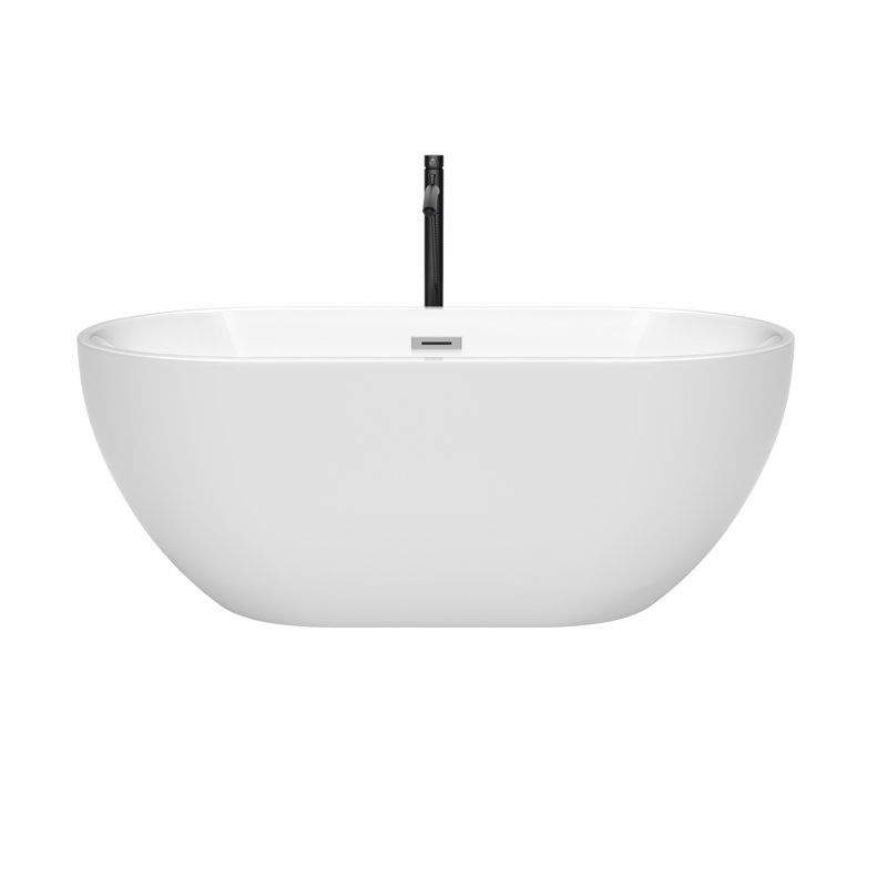 Brooklyn 60'' White Acrylic Freestanding Bathtub with Matte Black Faucet