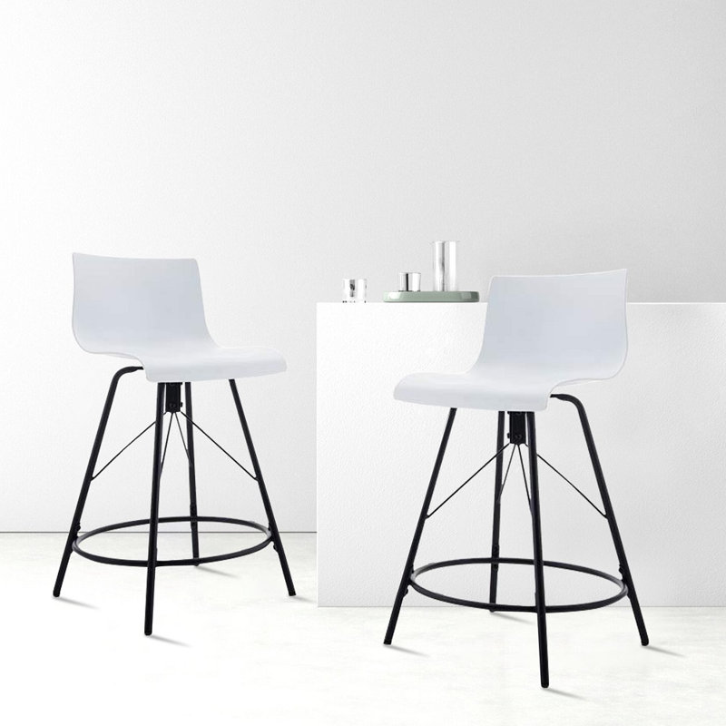 White Swivel Saddle Style Metal Counter Stools, Set of 4