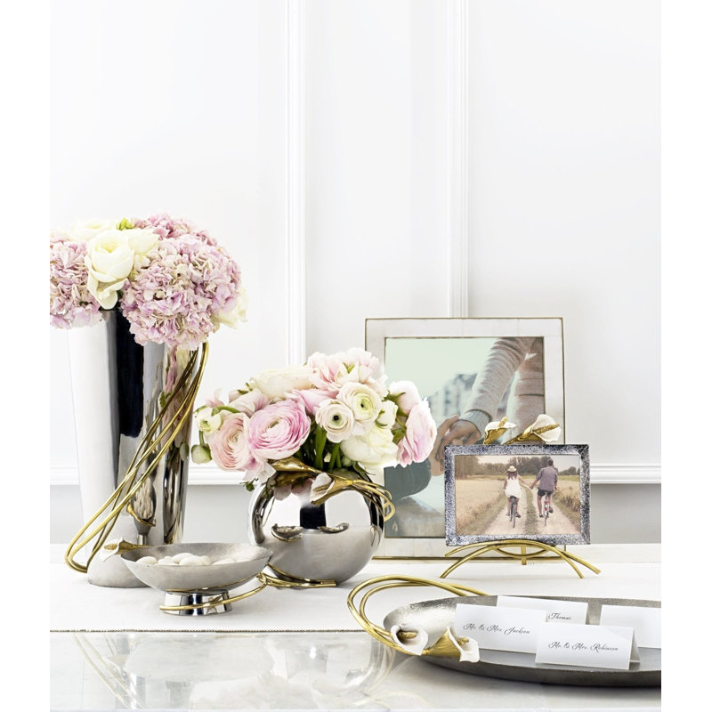Calla Lily 13" Silver Metal Table Vase