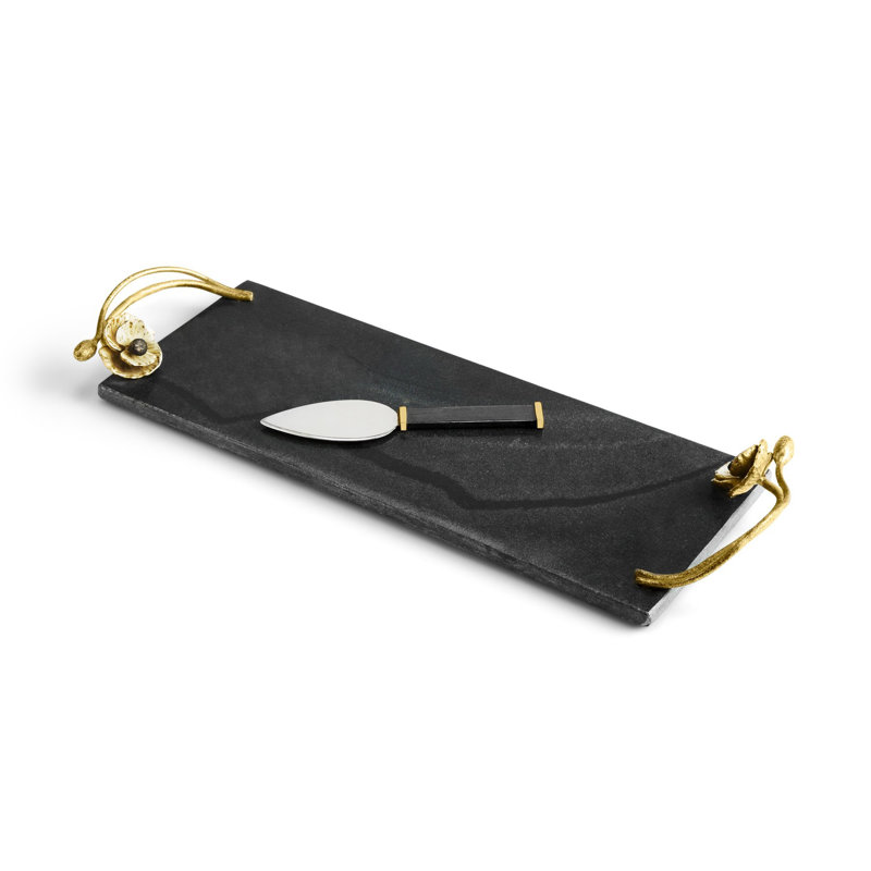 Small Black Marble Rectangular Cheese Board Set