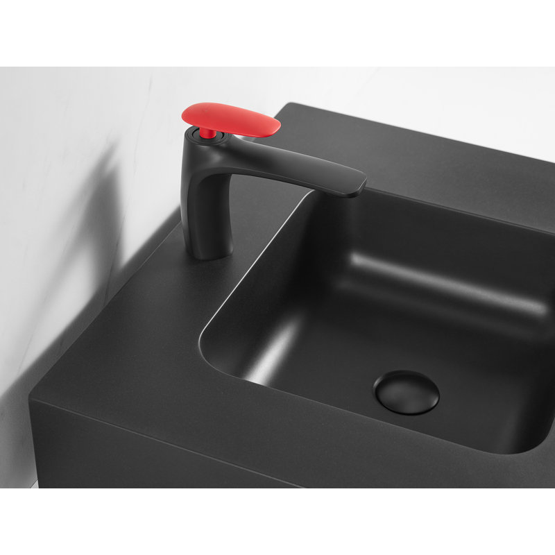 Matte Black Granite Wall-Mount Square Bathroom Sink